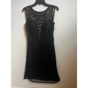 Vintage Kim Karan Black Beaded Cocktail Dress Party Evening Formal Size 4 NWT